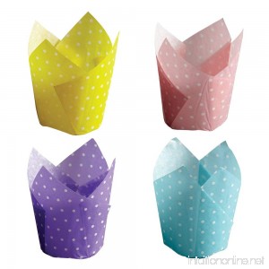 Hoffmaster 611124 Dotted Tulip Cup Cupcake Wrapper 4-Color Assortment 4-5-Ounce Capacity 2-1/4 Diameter x 4 Height Large (4 Packs of 125) - B00BSGX9G2
